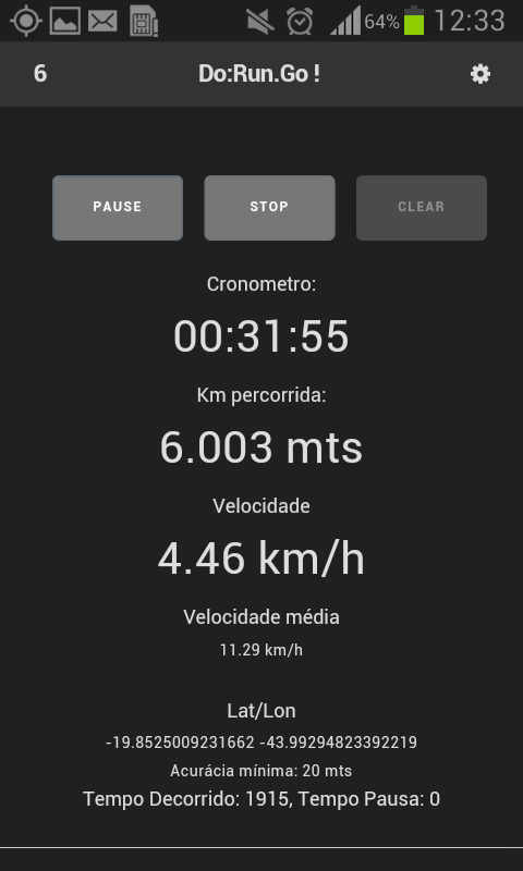 Tela de monitoramento em funcionamento